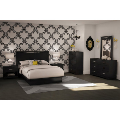 FaFurn Modern 6-Drawer Bedroom Dresser in Wood Finish - Black