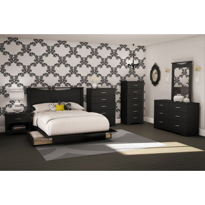 FaFurn Modern 6-Drawer Bedroom Dresser in Wood Finish - Black