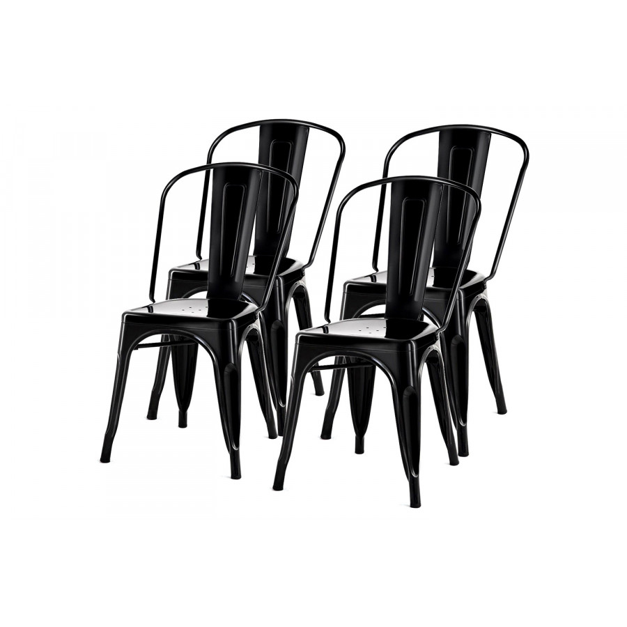 FaFurn - Indoor Outdoor Metal Stacking Bistro Dining Chairs (Set of 4)