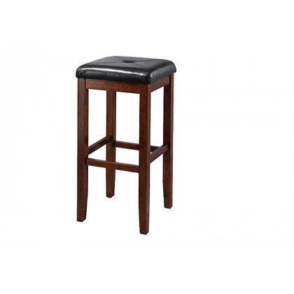 FaFurn - Vintage Mahogany Stools with Black Upholstered Seat (Set of 2)