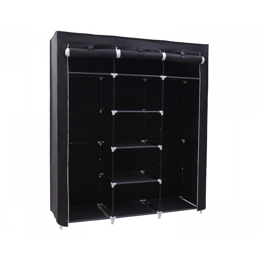 FaFurn - Portable Wardrobe with Storage Shelves in Black