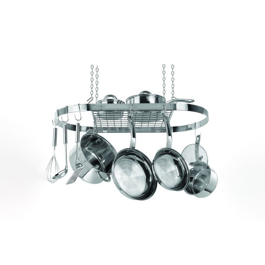 FaFurn - Stainless Steel Oval Pot Rack For Kitchen Cookware Storage