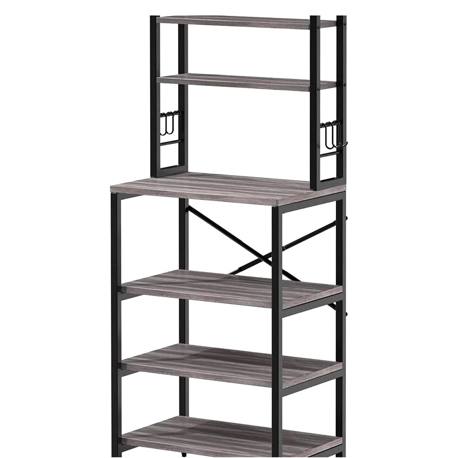 FaFurn Modern Metal Wood Kitchen Baker'S Rack Shelf Microwave Stand - Gray
