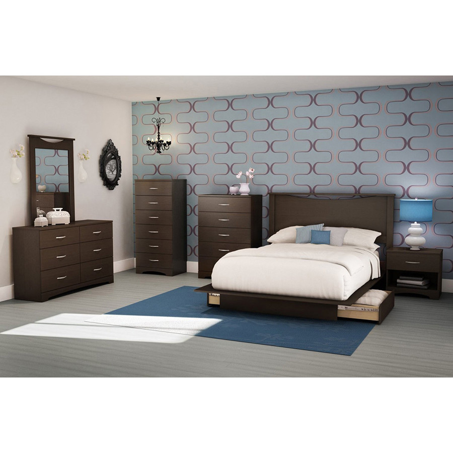 FaFurn Modern 6-Drawer Bedroom Dresser in Wood Finish - Chocolate