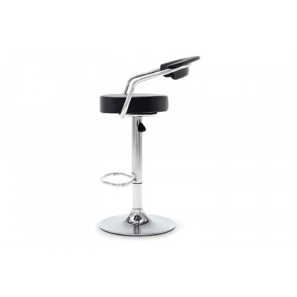 FaFurn - Modern Bar Stools with Black Faux Leather Round Seat with Footrest (Set of 2)