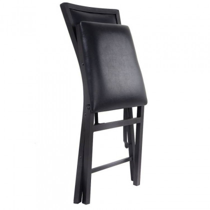 FaFurn - Set of 2 Modern Dining Chairs with PU Leather Seat Cushion in Black