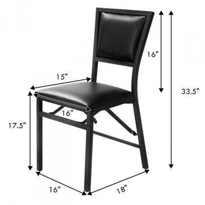 FaFurn - Set of 2 Modern Dining Chairs with PU Leather Seat Cushion in Black