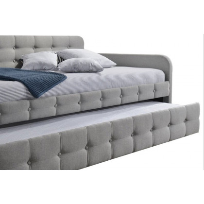 FaFurn - Gray Tufted Polyester Linen Twin Daybed with Trundle