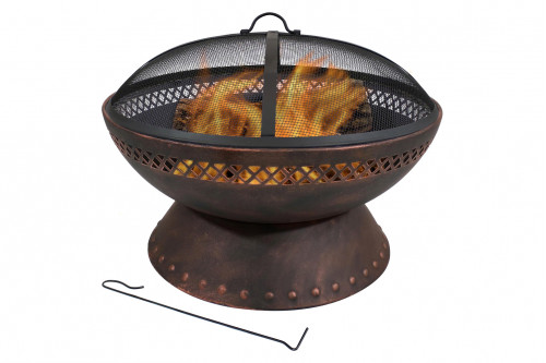 FaFurn™ - 25 Inch Copper Chalice Steel Fire Pit with Spark Screen