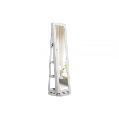 FaFurn - 360 Degree Swivel White Wash Full Length Mirror Locking Jewelry Armoire