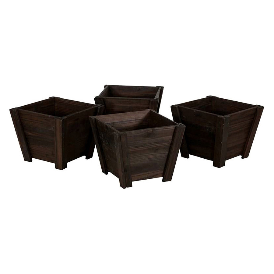 FaFurn - Small Nursery Style Wooden Garden Planters (Set of 4)