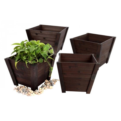 FaFurn - Small Nursery Style Wooden Garden Planters (Set of 4)