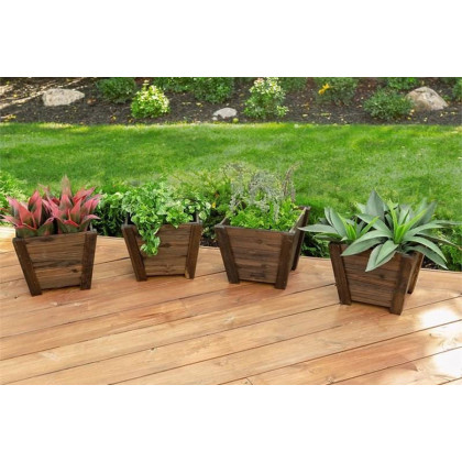 FaFurn - Small Nursery Style Wooden Garden Planters (Set of 4)