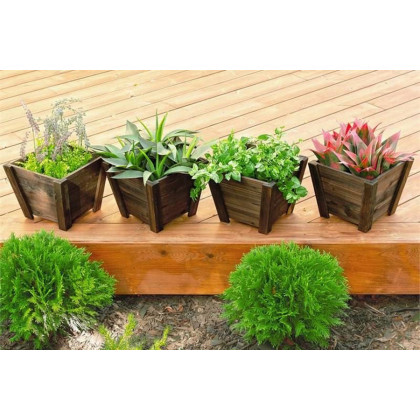 FaFurn - Small Nursery Style Wooden Garden Planters (Set of 4)