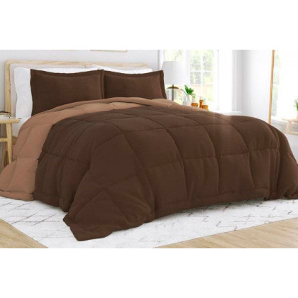 FaFurn Twin/Twin XL Size 2-Piece Reversible Comforter Set - Taupe Brown, Microfiber