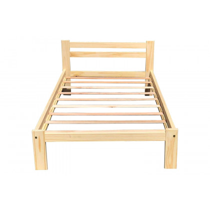 FaFurn - Twin Size Unfinished Solid Pine Wood Platform Bed Frame with Slatted Headboard