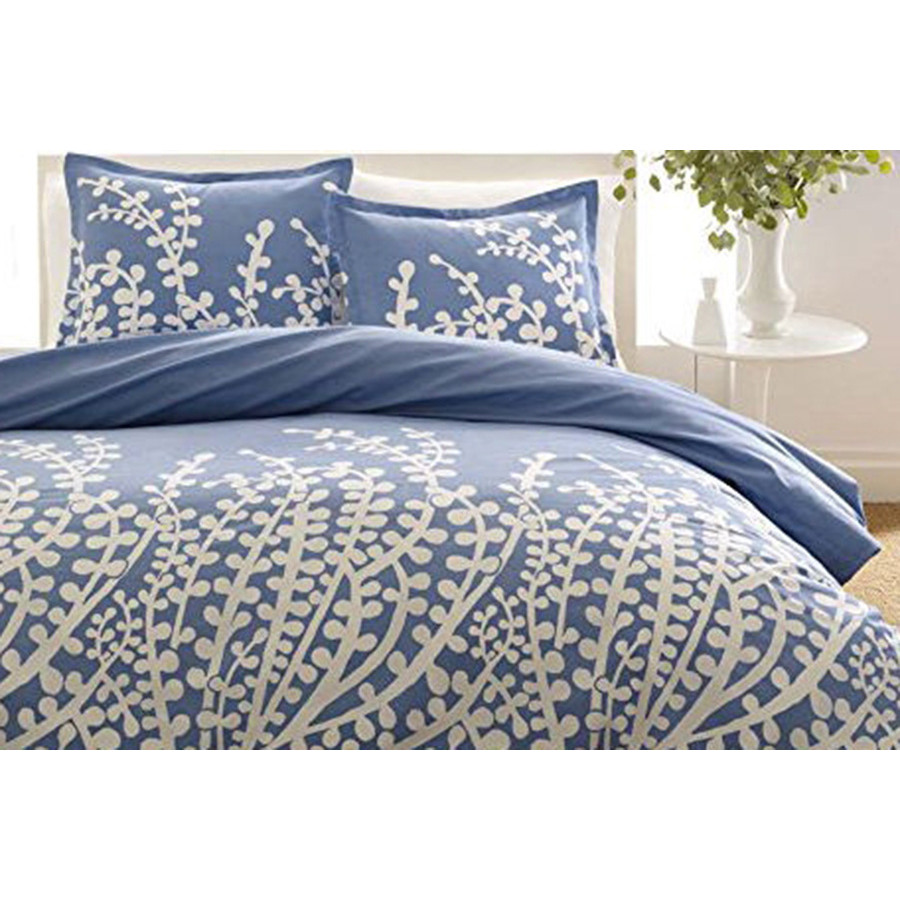 FaFurn 100% Cotton Comforter Set with Blue/White Floral Branch Pattern - Twin Size