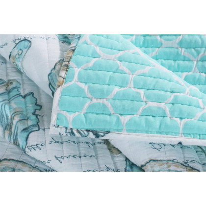 FaFurn Coastal Seashells 2 Piece Polyester Reversible Quilt Set - Twin Size