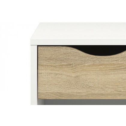 FaFurn - Modern Mid Century Style End Table Nightstand in White & Oak Finish