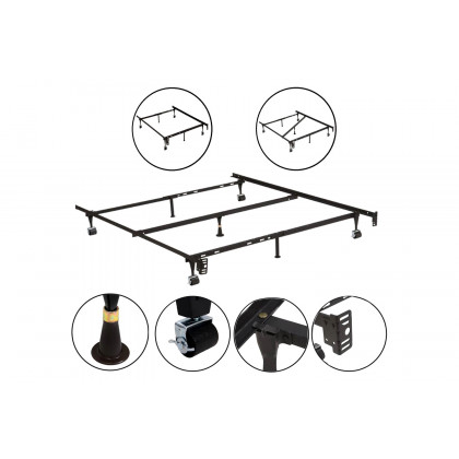 FaFurn - Twin/Full/Queen Sturdy Black Metal Adjustable Bed Frame Withheadboard Brackets