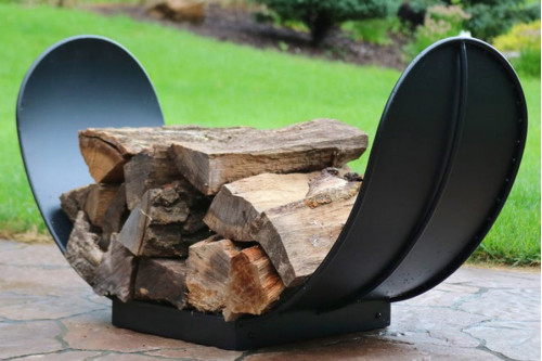 FaFurn™ - 3 Ft. Black Indoor/Outdoor Curved Steel Firewood Log Storage Rack