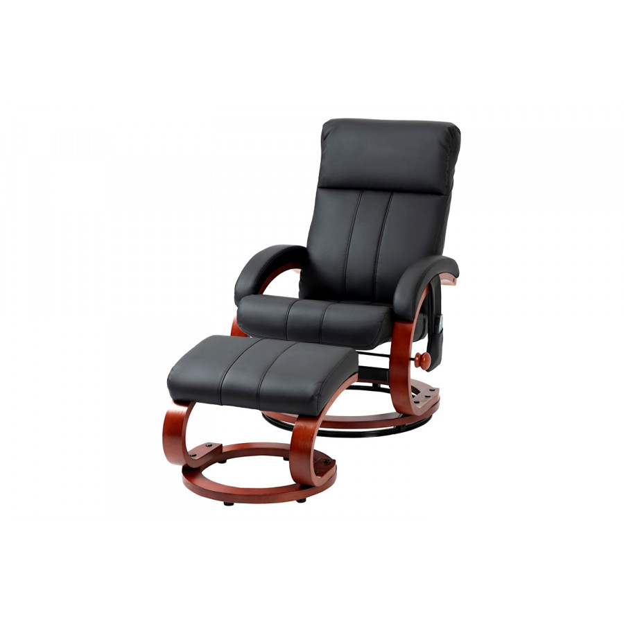 FaFurn - Adjustable Faux Leather Electric Remote Massage Recliner Chair 899 W/ Ottoman