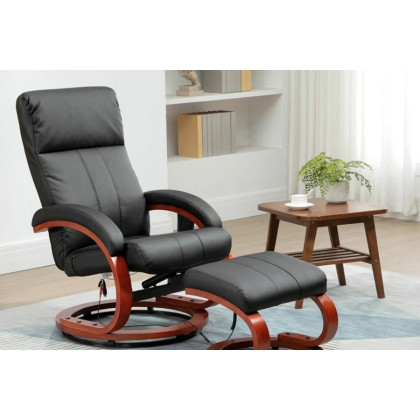 FaFurn - Adjustable Faux Leather Electric Remote Massage Recliner Chair 899 W/ Ottoman