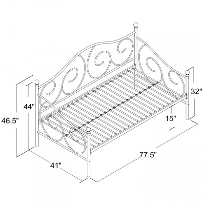 FaFurn - Contemporary Twin Size Daybed Frame in Dark Pewter, Metal