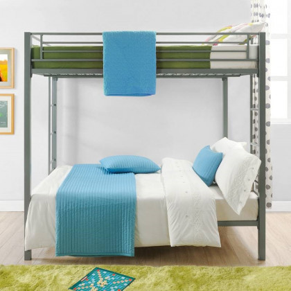 FaFurn Modern Twin Size Bunk Bed - Silver, Metal