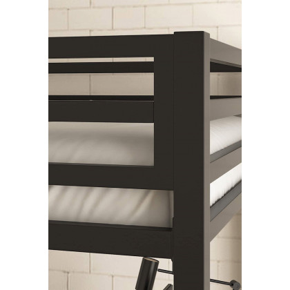 FaFurn Twin Over Twin Modern Metal Bunk Bed Frame with Ladder - Black