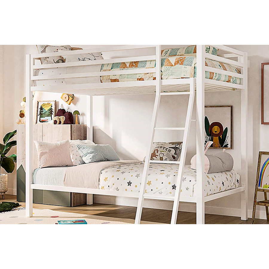 FaFurn - Modern Metal Bunk Bed Frame with Ladder (TOTMBBMAP223915)