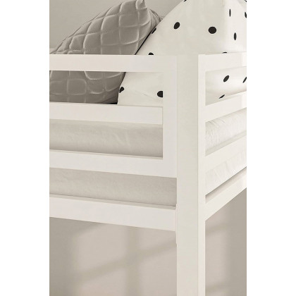 FaFurn Twin Over Twin Modern Metal Bunk Bed Frame with Ladder - White