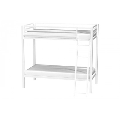 FaFurn Twin Over Twin Modern Metal Bunk Bed Frame with Ladder - White