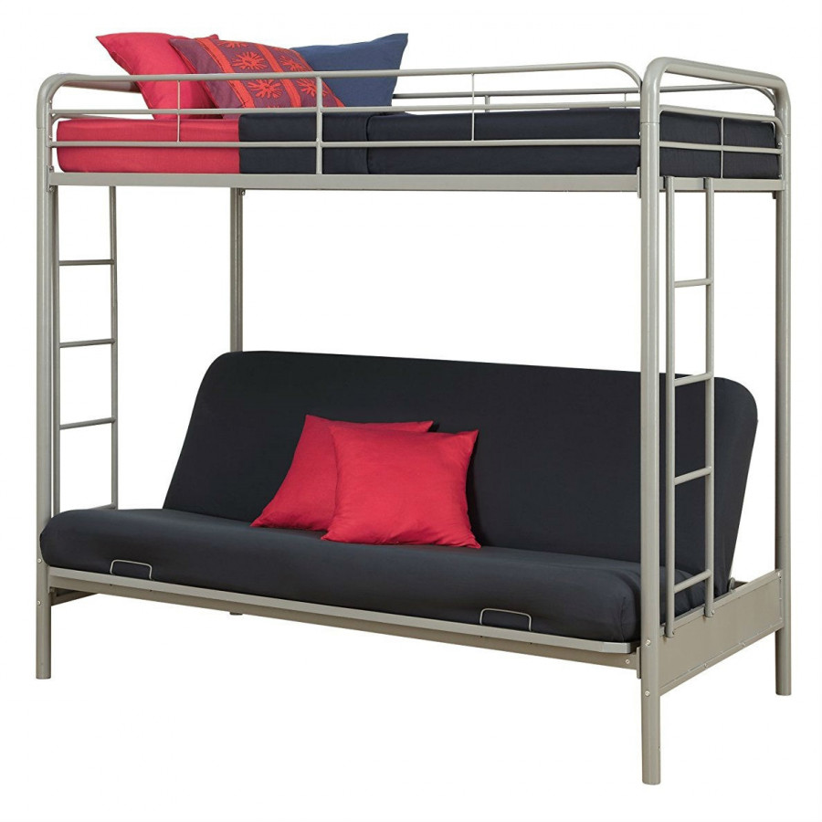 FaFurn Twin Size Bunk Bed - Silver, Futon/Metal