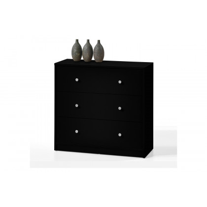 FaFurn - Modern 3-Drawer Chest Bedroom Bureau in Wood Finish