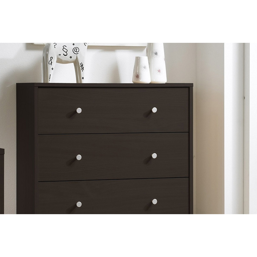 FaFurn - Modern 3-Drawer Chest Bedroom Bureau in Wood Finish