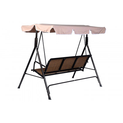 FaFurn Outdoor 3-Person Canopy Swing for Porch Patio or Deck - Taupe Brown/Black