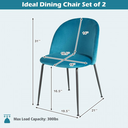 FaFurn Set of 4 Modern Dining Chairs with Ergonomic Backrest - Teal Blue