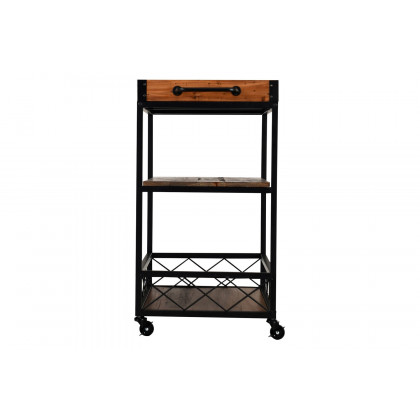 FaFurn - Wood Iron Kitchen Cart with Removeable Tray Top and Wheels