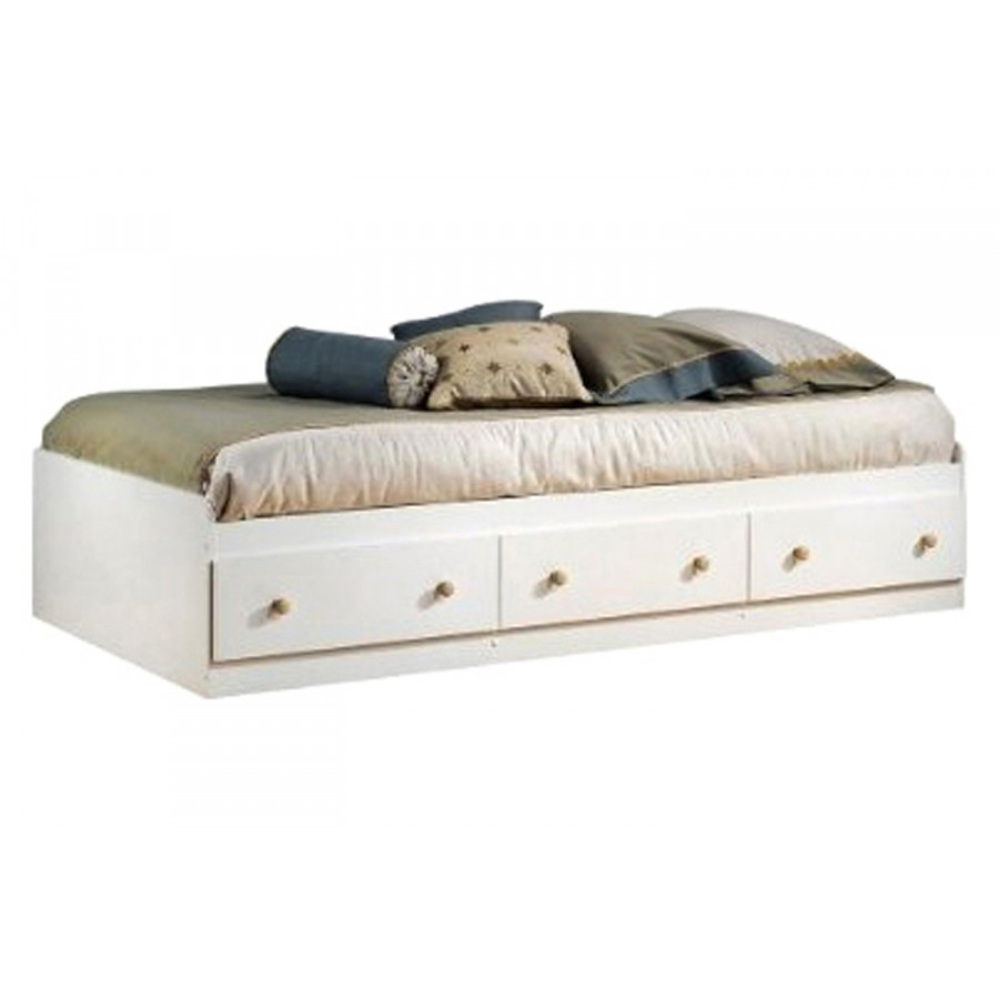 FaFurn - Twin Size Mates Platform Bed in White/Maple with 2 Storage Drawers