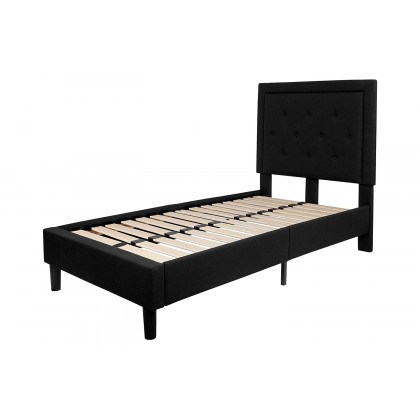 FaFurn - Upholstered Platform Bed Frame with Button Tufted Headboard