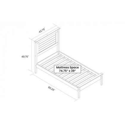 FaFurn - Farmhouse Twin Size Platform Bed  in Gray, Wood