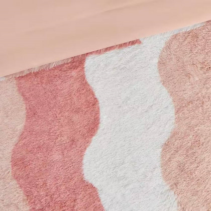 FaFurn - 2-Piece Reversible Twin/Twin XL Size Comforter Set in Pink/White, Soft Sherpa Faux Fur