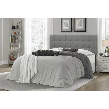 FaFurn Contemporary Button-Tufted Headboard in Upholstered Fabric - Gray, Twin Size