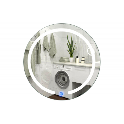 FaFurn - Modern 20-Inch Round Bathroom Wall Mirror with Touch Button Led Light