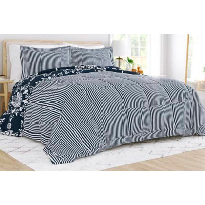 FaFurn - 3-Piece Striped Reversible Comforter Set (NAVBLCOMSE4529367)