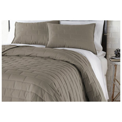 FaFurn - Modern Brick Stitch Microfiber Reversible 3 Piece Comforter Set