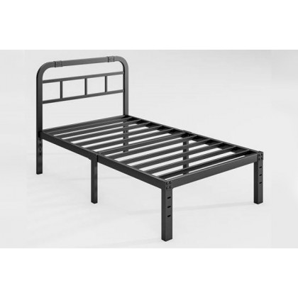 FaFurn Twin XL Size Platform Bed with Headboard - Black, Metal