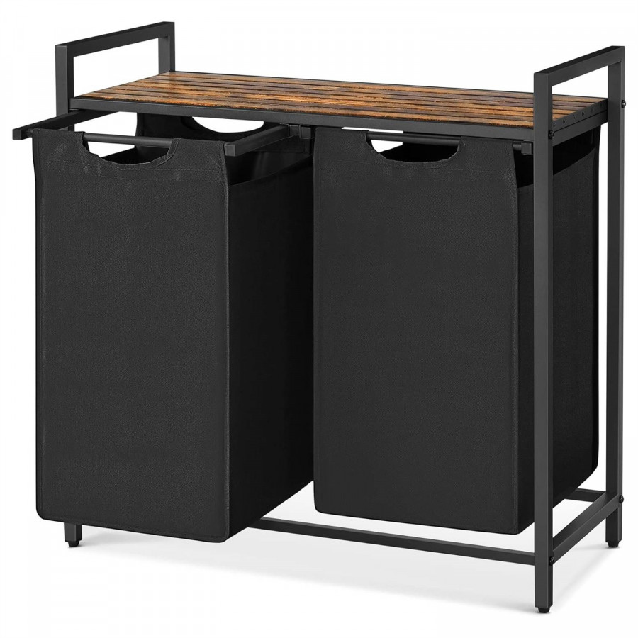 FaFurn - Modern Laundry Sorter Hamper in Black/Brown