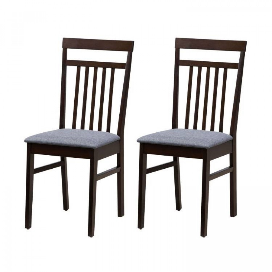 FaFurn - Set of 2 Classic Dining Chairs with Upholstered Seat Cushion in Gray